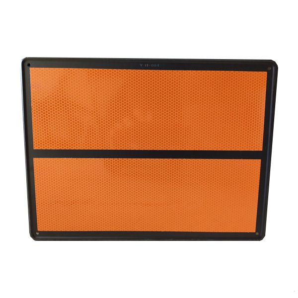 Panel naranja sin numeración y con línea divisoria para la señalización de vehículos durante el transporte de mercancías peligrosas
